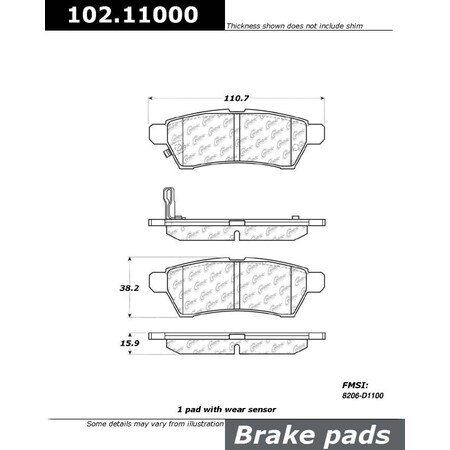 Centric Parts CTEK Brake Pads, 102.11000 102.11000